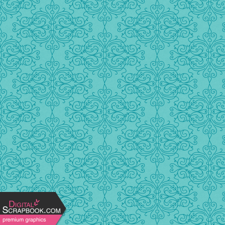 The Good Life: February 2022 CNY Papers Kit_Teal Damask