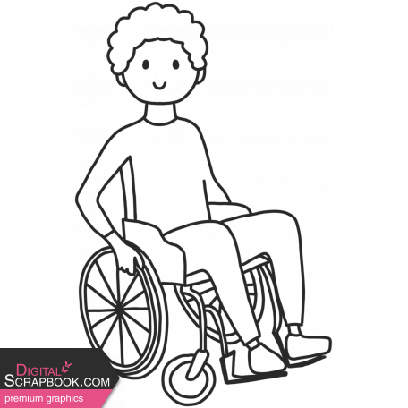 Draw it Kit #1 School kids - wheelchair kid 09 template