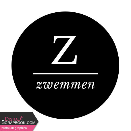 Dutch Black & White Labels Kit #2 - Label 4 Zwemmem