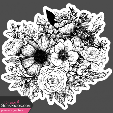 This Is Spooky Stickers: B&W Flowers 1