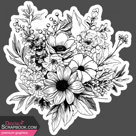 This Is Spooky Stickers: B&W Flowers 3