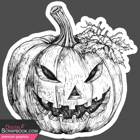 This Is Spooky Stickers: B&W Pumpkin 2