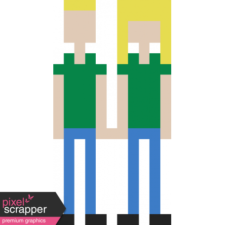 Couple - Dark Green Video Game Valentine People 