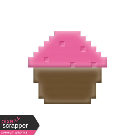 Video Game Valentine Rubber Stamp - Cupcake