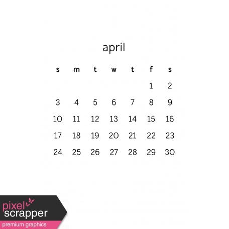 Monthly Calendar Half Letter April 2016