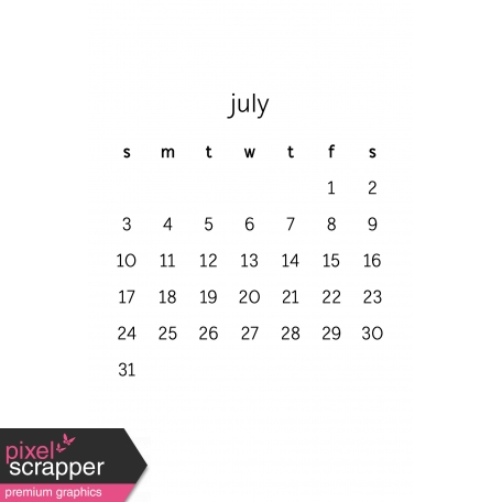 Monthly Calendar Half Letter July 2016