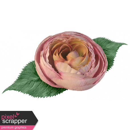 Jane - Pink Fabric Rose and Leaf