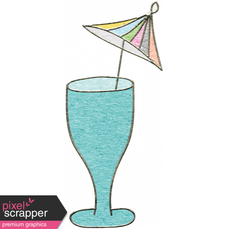 Summer Day - Blue Drink with Parasol