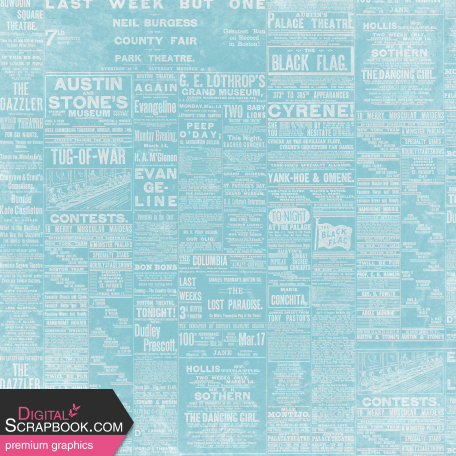 April Showers – Teal Newsprint Paper