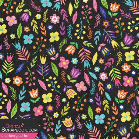 School's Out For Summer - Black Floral Paper