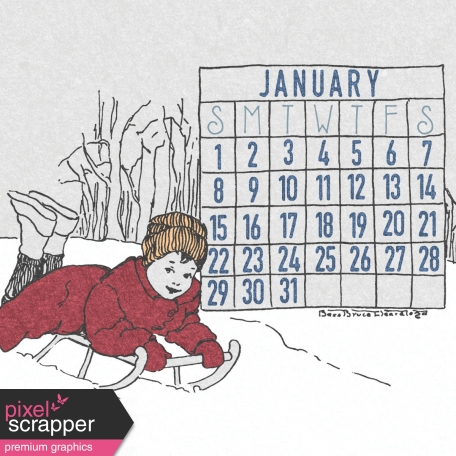 Winter Day Journal Card January Calendar 4x4