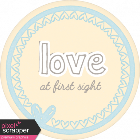 Baby Shower Love at First Sight Round Tag