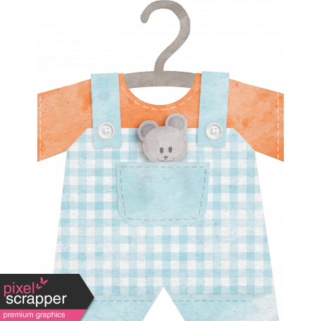 Baby Shower Watercolor Overalls on Hanger