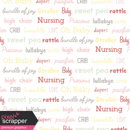 Baby Shower Words Paper - Girl