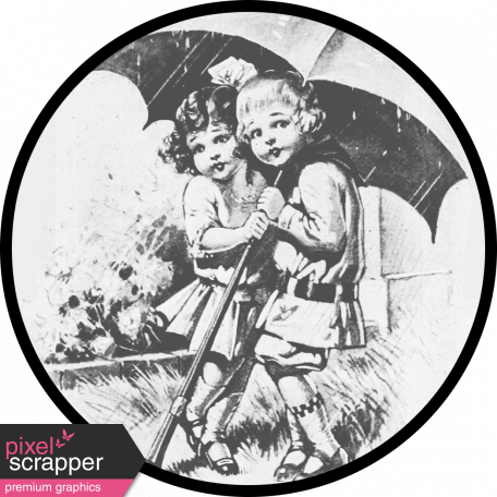 Spring Day Templates - Vintage Girls Under Umbrella