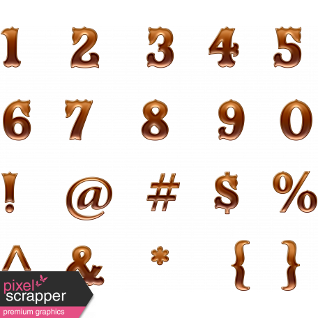 Copper Spice Alpha Numbers and Symbols - Copper