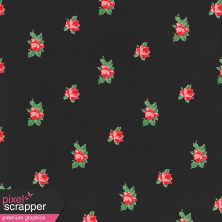 Retro Picnic Roses Black Paper