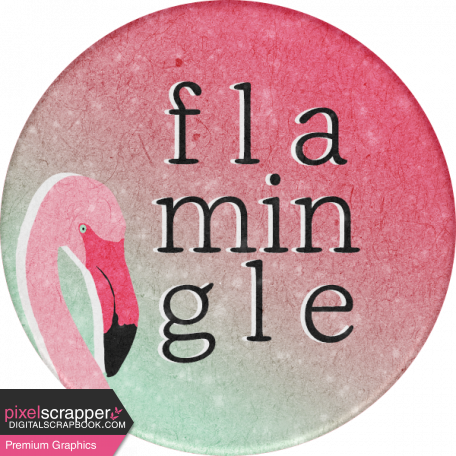 Backyard Summer Flamingle Round Sticker