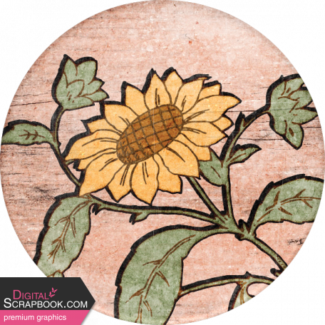 Summer Tea Element Round Sticker Sunflower