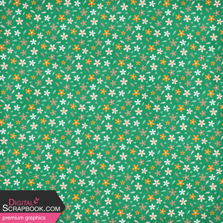 Orange Blossom Green Flowers Paper