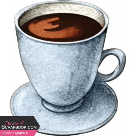 Coffee And Donuts Element Blue Vintage Coffee Cup Sticker