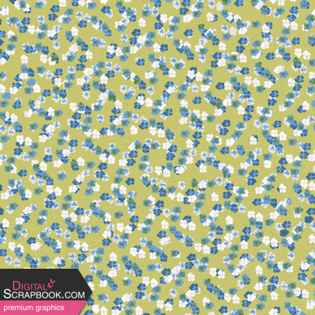 Provincial Seascape Light Green and Blue Flowers Paper
