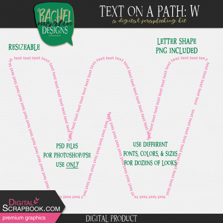 Text on a Path: Alphabet 01: W