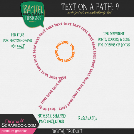 Text On A Path: Numbers: 9