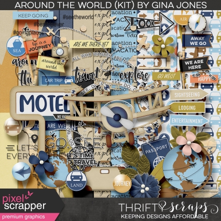 digital scrapbooking bundle full of elements dedicated to capturing global journeys