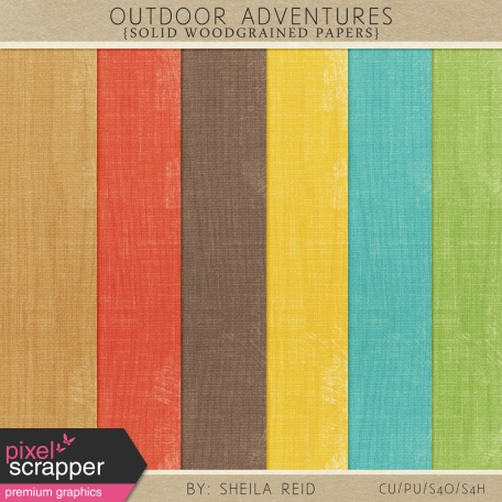 Outdoor Adventures Solid Woodgrained Papers Kit