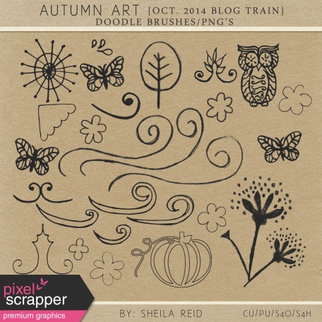 Autumn Art October 2014 Blog Train Doodle Brushes/PNG's Kit