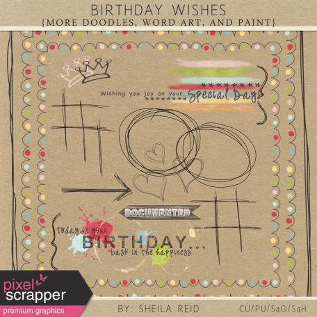 Birthday Wishes Doodles, Word Art, And Paint Kit