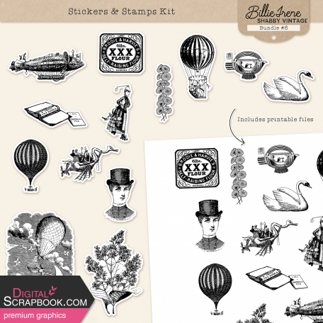 Shabby Vintage #6 Stickers Kit