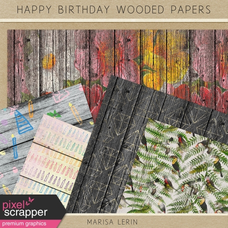 Happy Birthday Wooded Papers Kit 