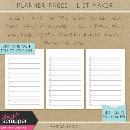 Planner Pages - List Maker Kit