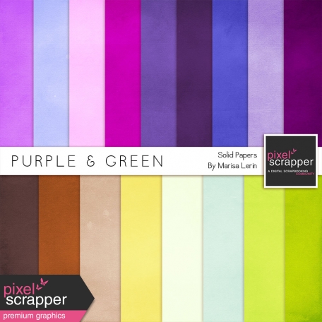 Purple & Green Solid Papers Kit