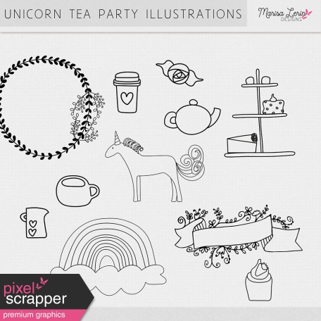 Unicorn Tea Party Illustrations Kit