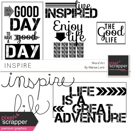 kit of varied word art for digital scrapbooking