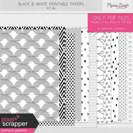 Black & White Printable Papers Kit #3