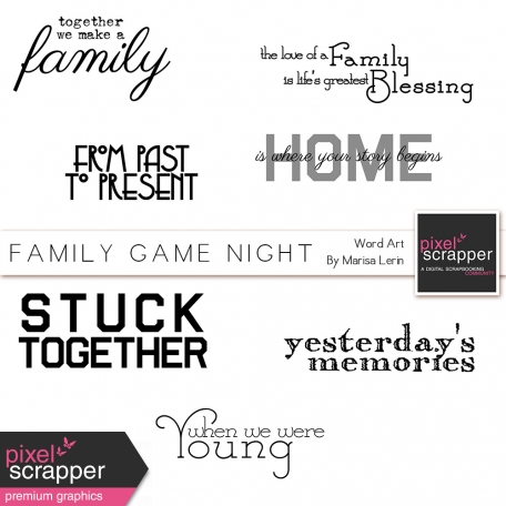 Family Game Night Word Art Kit