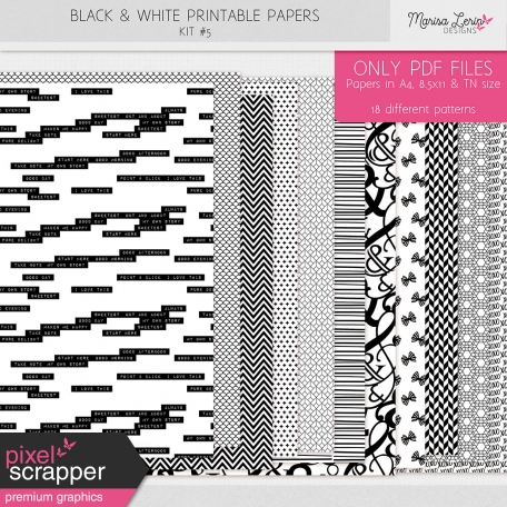 Black & White Printable Papers Kit #5