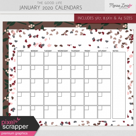 The Good Life: January 2020 Calendars Kit