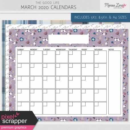 The Good Life: March 2020 Calendars Kit