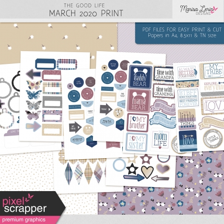 elements and papers for easy printing and cutting from the good life march 2020