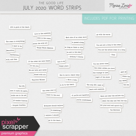 The Good Life: July 2020 Word Strips Kit