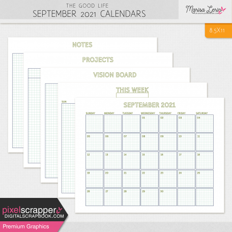The Good Life: September 2021 Calendars Kit 