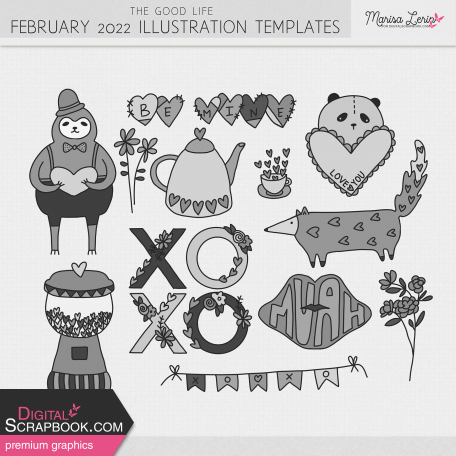 The Good Life: February 2022 Illustration Templates Kit