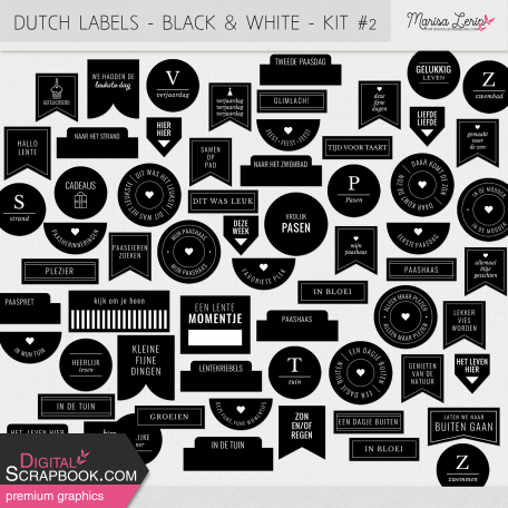 Dutch Black & White Labels Kit #2