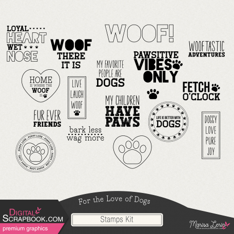 For the Love of Dogs Word Art Kit