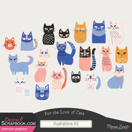For The Love Of Cats Illustrations Kit